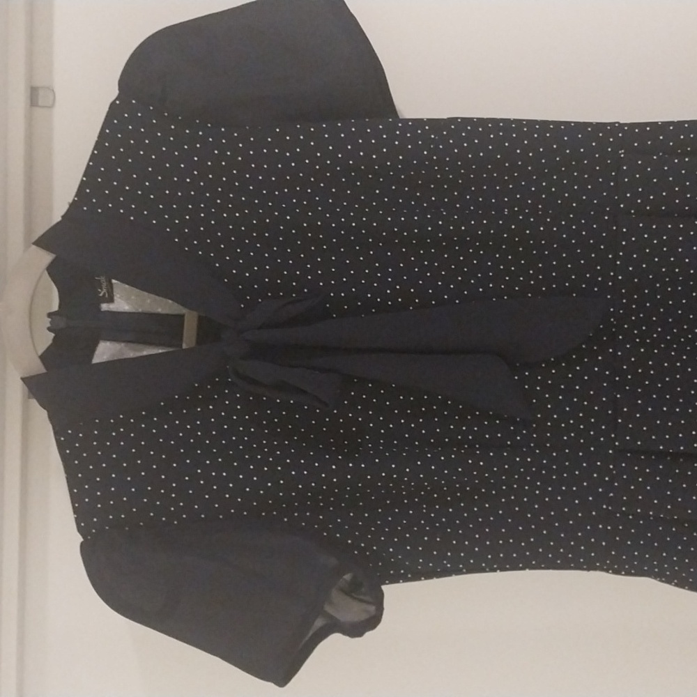 Smak Parlour Navy Blue Polka Dot Dress